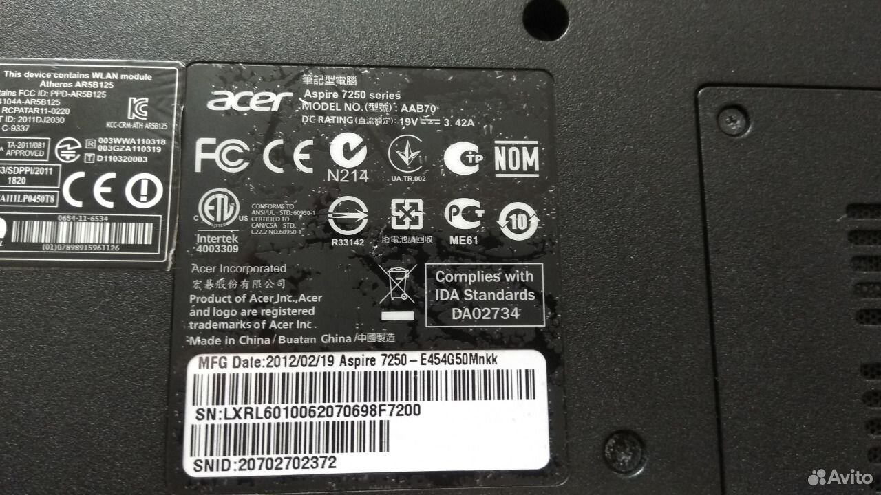 Acer 7250 нет изображения