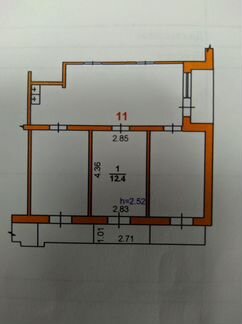 Комната 12.4 м² в 1-к, 2/5 эт.