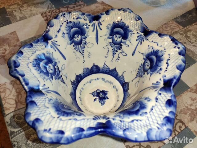 Ваза для фруктов/конфетница гжель