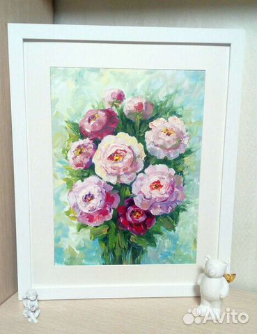 Большая Картина маслом «Пионы»