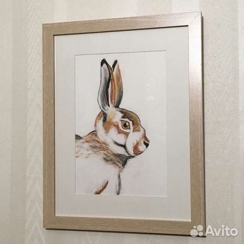 Большая картина в раме ветки рябины