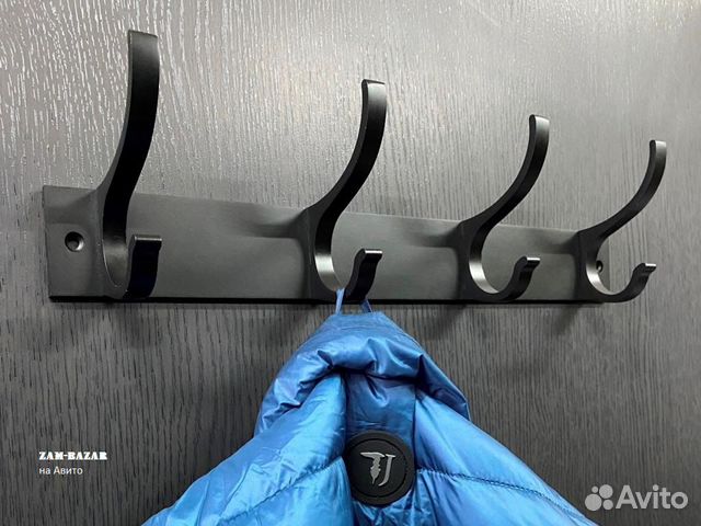 Вешалка настенная Чёрная, 4 крючка