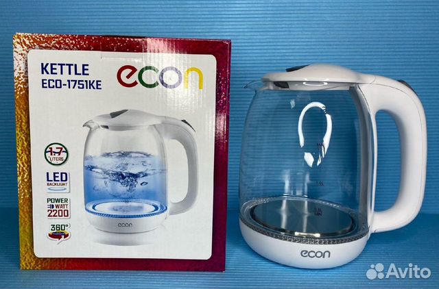 Чайник электрический Econ Стеклянный 2.2л