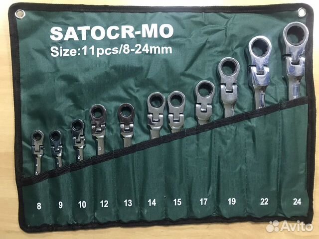 Накидные трещоточные ключи с шарниров(11 пр.)