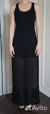 Ажурное длинное летнее черное платье Calzedonia, S Ажурное длинное летнее черное платье Calzedonia, S