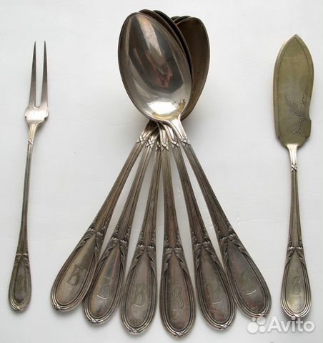 Набор столового серебра, серебро 800 пробы