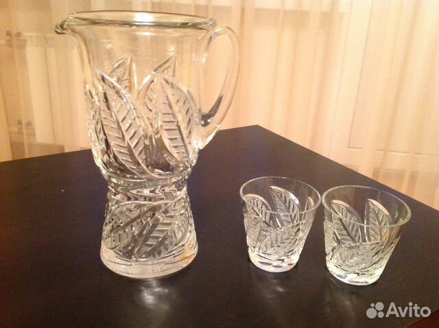 Кувшин хрустальный "Венок" и 2 стакана— фотография №3