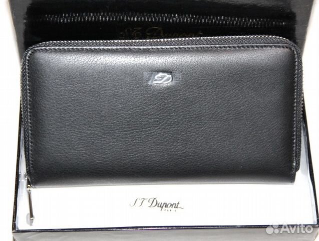 Мужской кожаный клатч кошелек St Dupont black