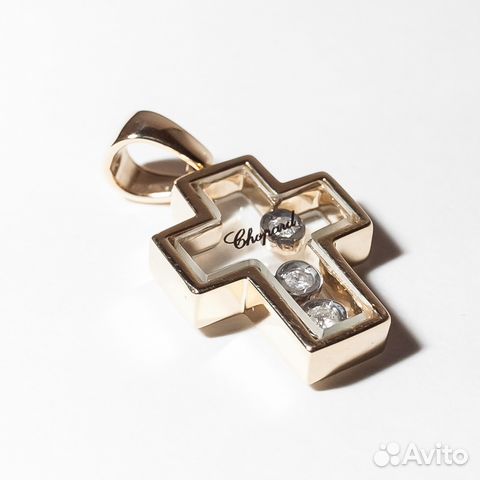 Золотой крест с бриллиантами шопард