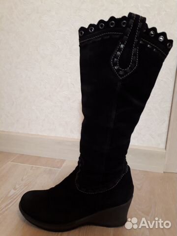 Демисезонные сапоги mexx на танкетке, натур. замша