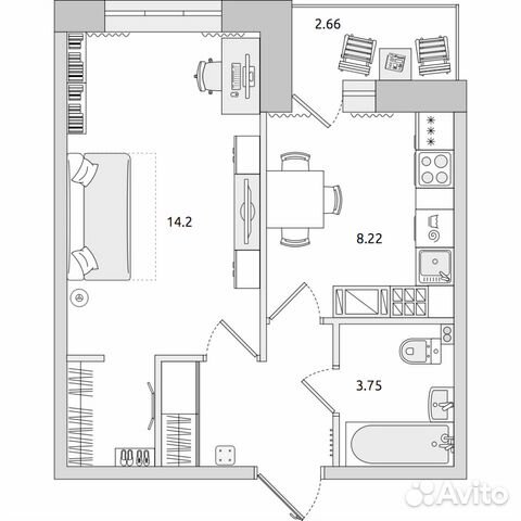 1-к квартира, 35.7 м², 11/17 эт.