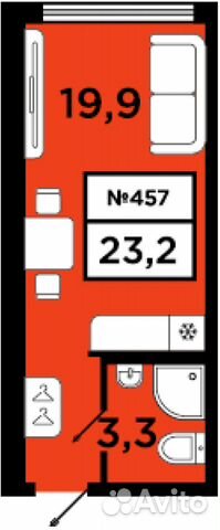 Студия, 23.2 м², 11/20 эт. Студия, 23.2 м², 11/20 эт.