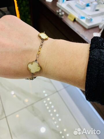 Браслет Van Cleef (Ван клив) в серебре с янтарем