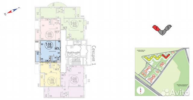 1-к квартира, 52 м², 21/23 эт.