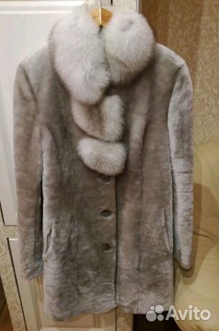 Шуба мутон с отделкой