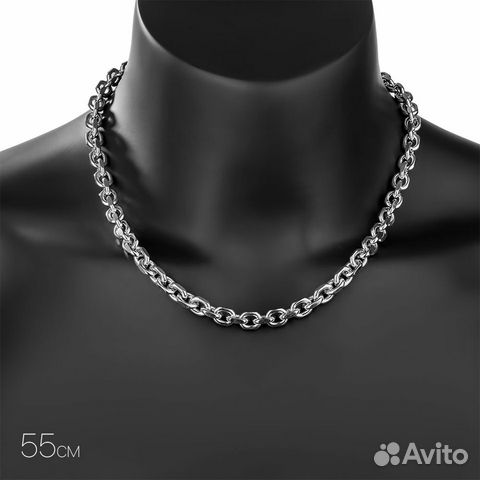 Толстая серебряная цепочка, плетение якорное, покр Толстая серебряная цепочка, плетение якорное, покр