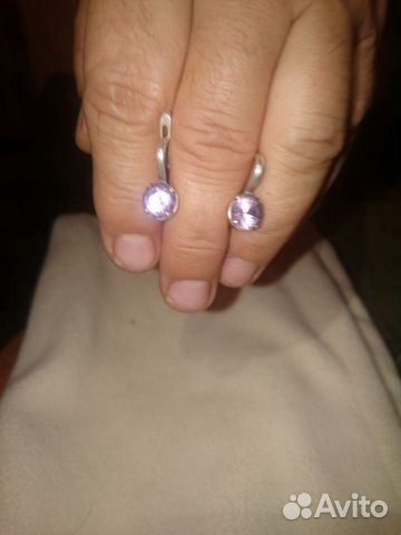 Серьги из серебра.с аметистгм