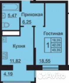 1-к квартира, 43 м², 5/9 эт. 1-к квартира, 43 м², 5/9 эт.