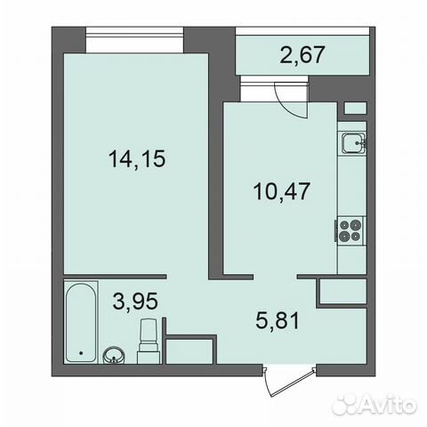 1-к квартира, 35.7 м², 5/17 эт.