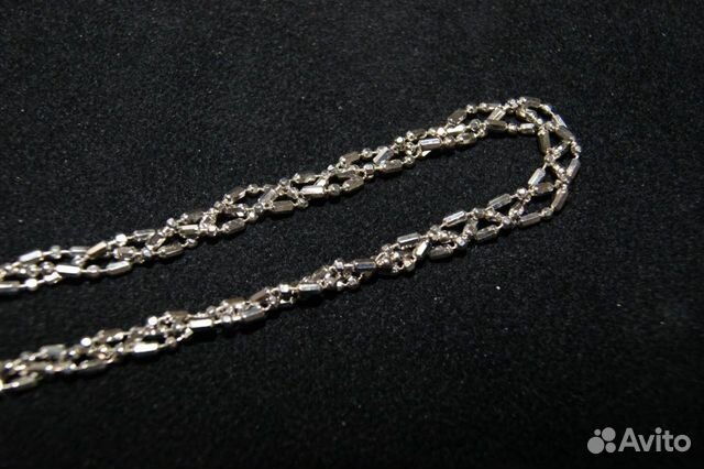 Женская серебряная цепь колье 45 см трех цепочек