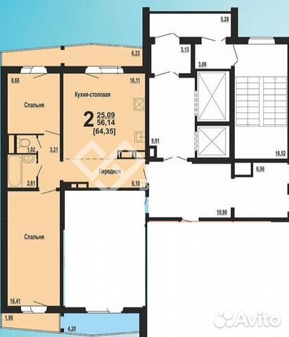 3-к квартира, 64.4 м², 14/18 эт. 3-к квартира, 64.4 м², 14/18 эт.