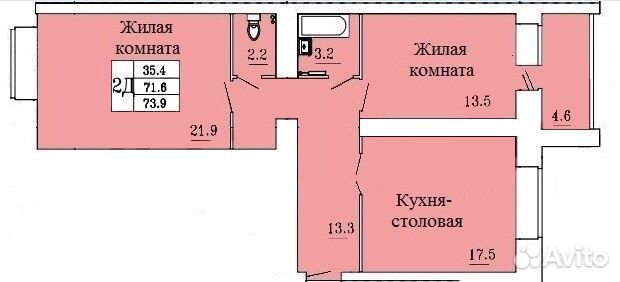 3-к квартира, 73.9 м², 5/16 эт. 3-к квартира, 73.9 м², 5/16 эт.