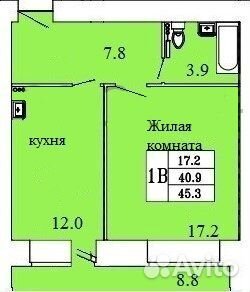 1-к квартира, 45.3 м², 10/16 эт.