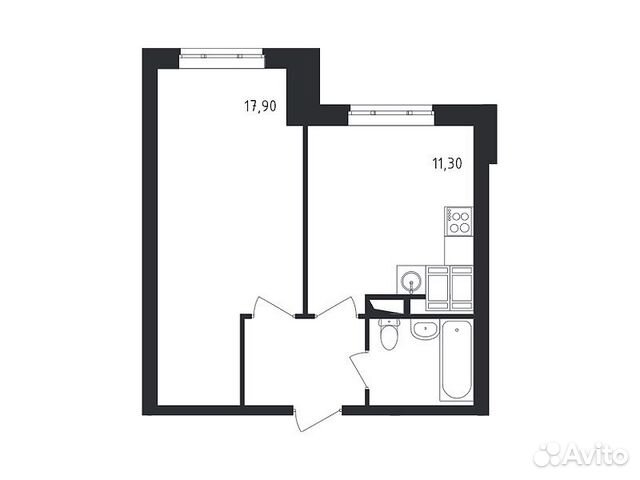 1-к квартира, 37.4 м², 12/23 эт. 1-к квартира, 37.4 м², 12/23 эт.