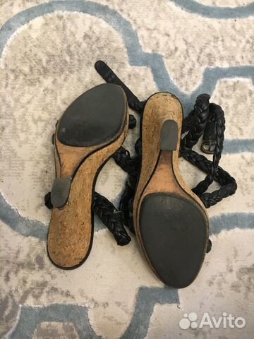 Туфли/сандали dkny 40 кожа чёрные пробка