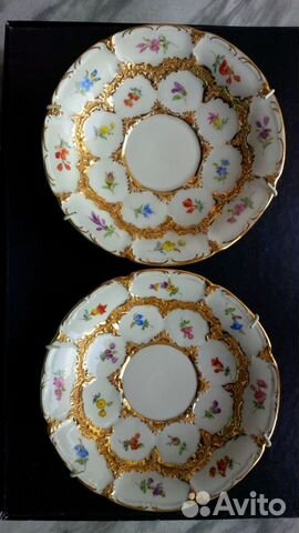 Мейсен, Германия 1957г. фарфоровое блюдце 2шт Мейсен, Германия 1957г. фарфоровое блюдце 2шт