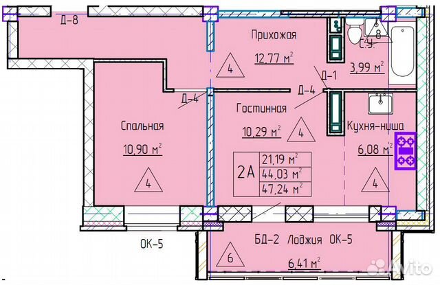 2-к квартира, 47.2 м², 3/18 эт.