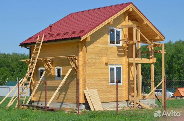 Сруб дома 8х6 м. из бруса с мансардой и верандой