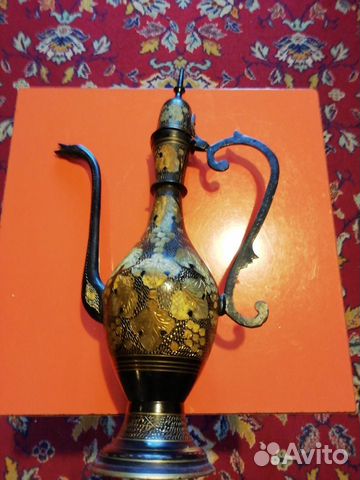 Кувшин латунь Индия чеканка ретро винтаж