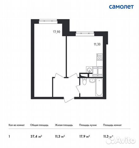 1-к квартира, 37.4 м², 22/23 эт. 1-к квартира, 37.4 м², 22/23 эт.