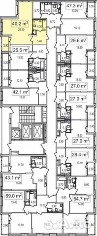1-к квартира, 40.2 м², 21/25 эт. 1-к квартира, 40.2 м², 21/25 эт.