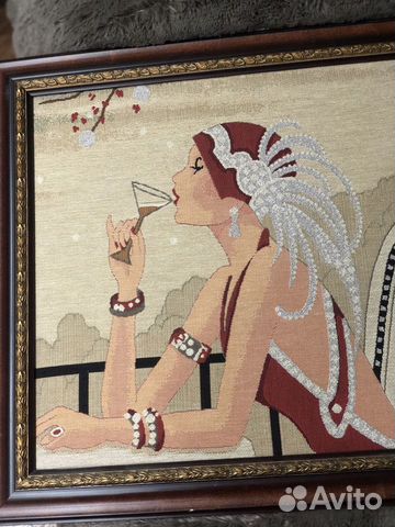 Картина-гобелен 55х55 в багетной раме с позолотой