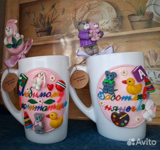 Кружка с декором из полимерной глины (комплект)