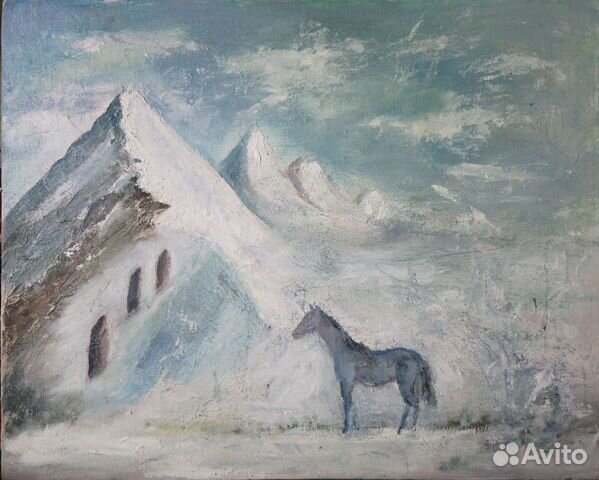 Картина снежные горы манахи пилигримы