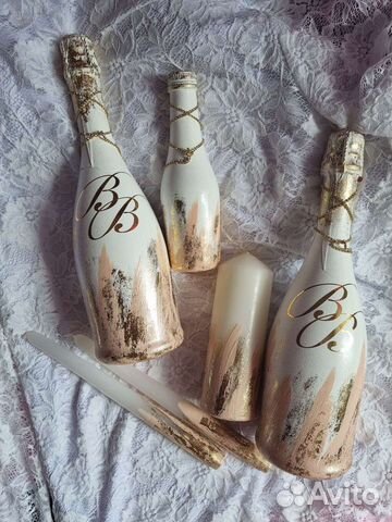 Бутылка шампанского на свадьбу, свечи