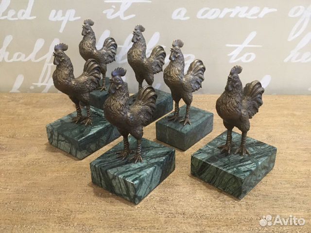 Статуэтка Петух Бронзовое литьё Мрамор опт