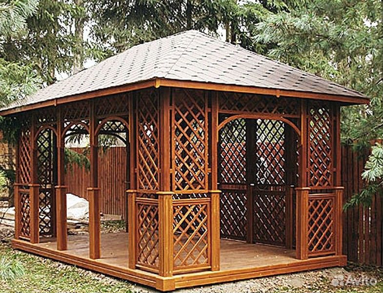 Деревянная обрешетка для беседки