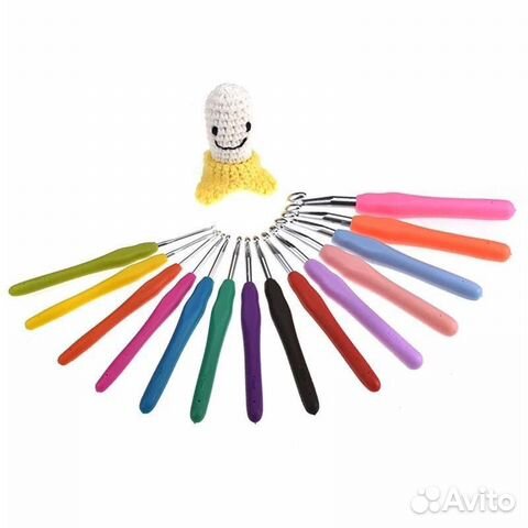 Набор вязальных крючков, резиновая ручка,22шт