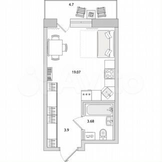 Квартира-студия, 31,4 м², 18/21 эт.