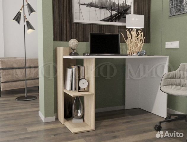 Стол компьютерный №10 Дуб сонома/Белый