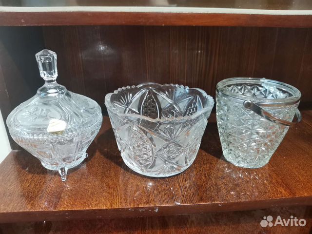 Хрустальные вазы и графин СССР