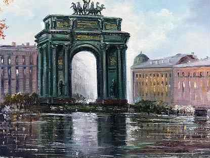 Картина с видом Санкт-Петербурга холст-масло