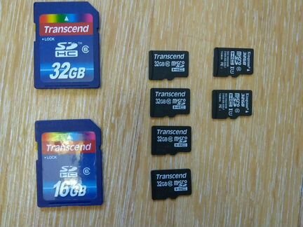 Карта памяти transcend 16gb, 32gb