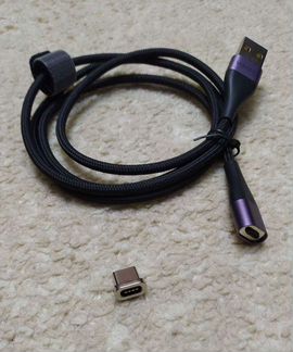 Кабель магнитный Micro USB, Type C ток 3А QC 3.0
