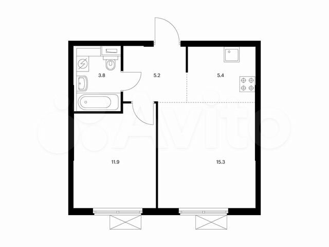 2-к. квартира, 41,6 м², 9/16 эт.