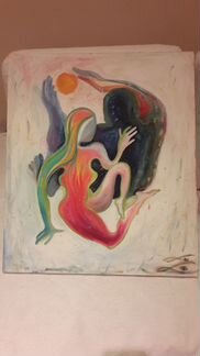 Картина маслом интерьерная Дыхание луны цветы